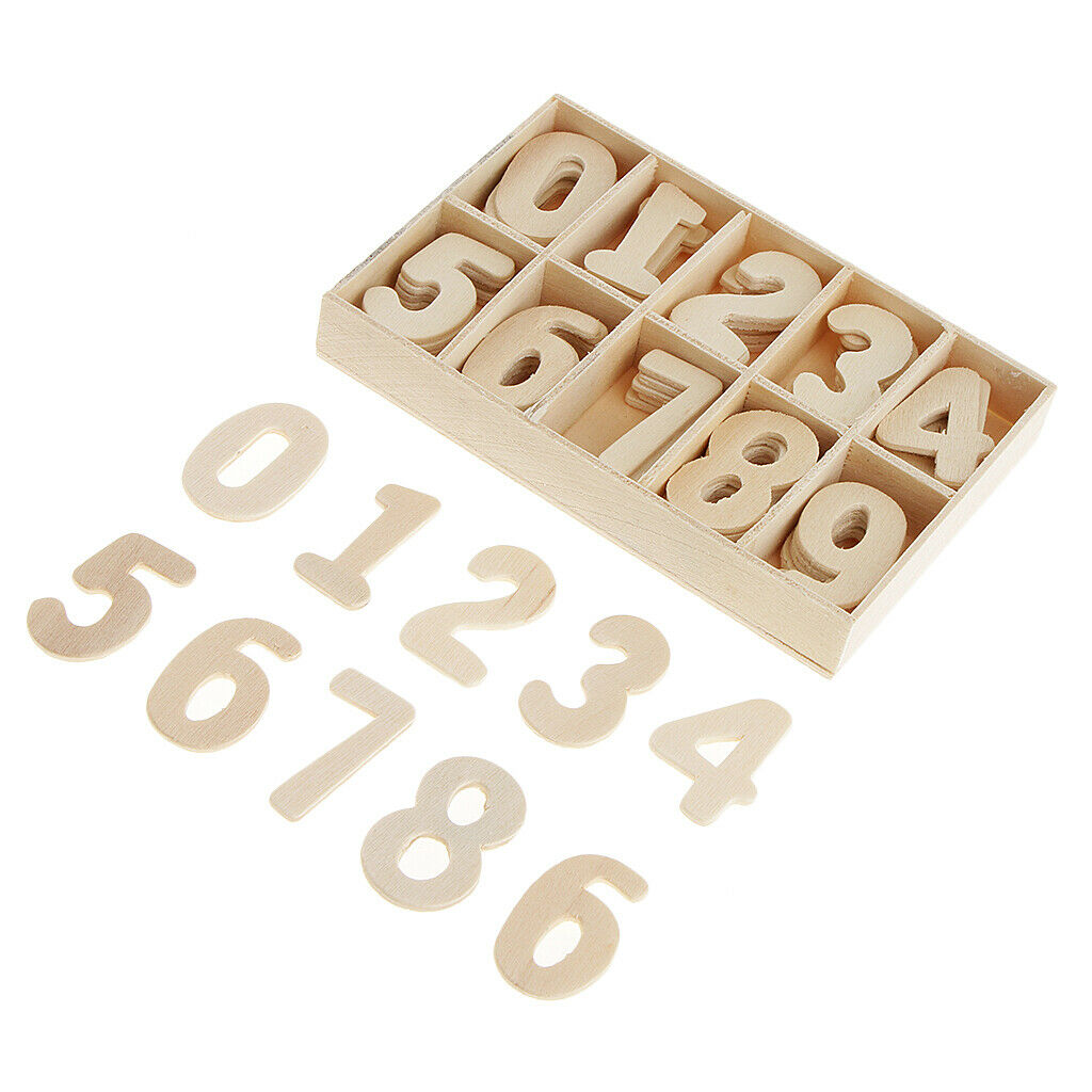 60 Pieces Wooden Numbers - DIY Craft Numbers with Storage Tray | Kids Learning