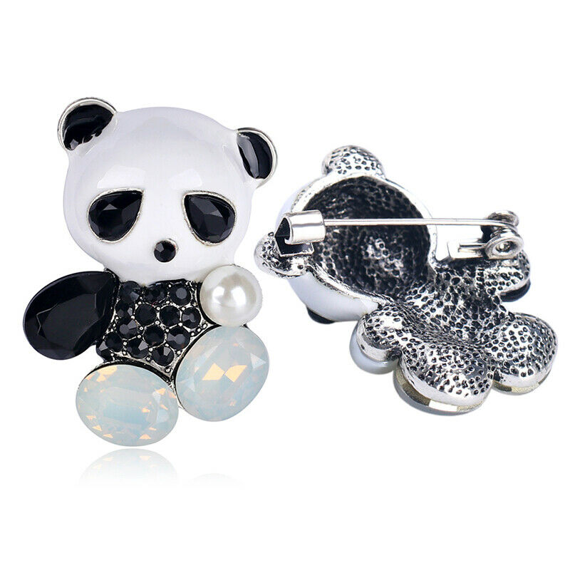 Fashion Wedding Bridal Crystal Enamel Animal Panda Corsage Banquet Brooch.l8