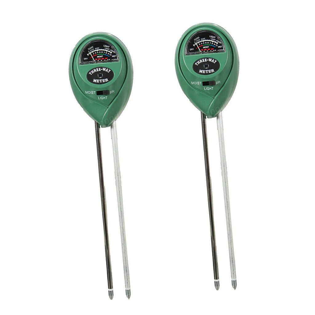 2pcs 3 in 1 pH Garden Soil Tester LCD Temperature Moisture Sunlight Meter