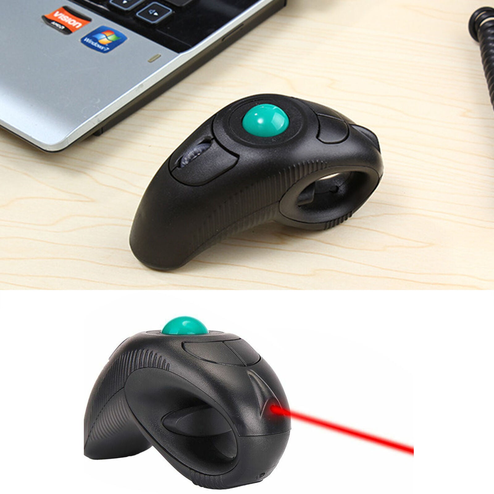 USB Wireless PC Laptop Finger Hand Held Optical Trackball Mouse Mice 2.4GHz