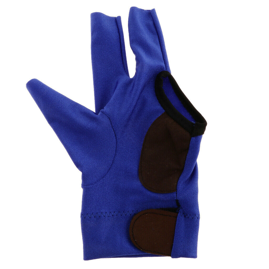 Billiard 3 Finger Glove Snooker Pool Cue Sticks Glove for Left Hand - Blue