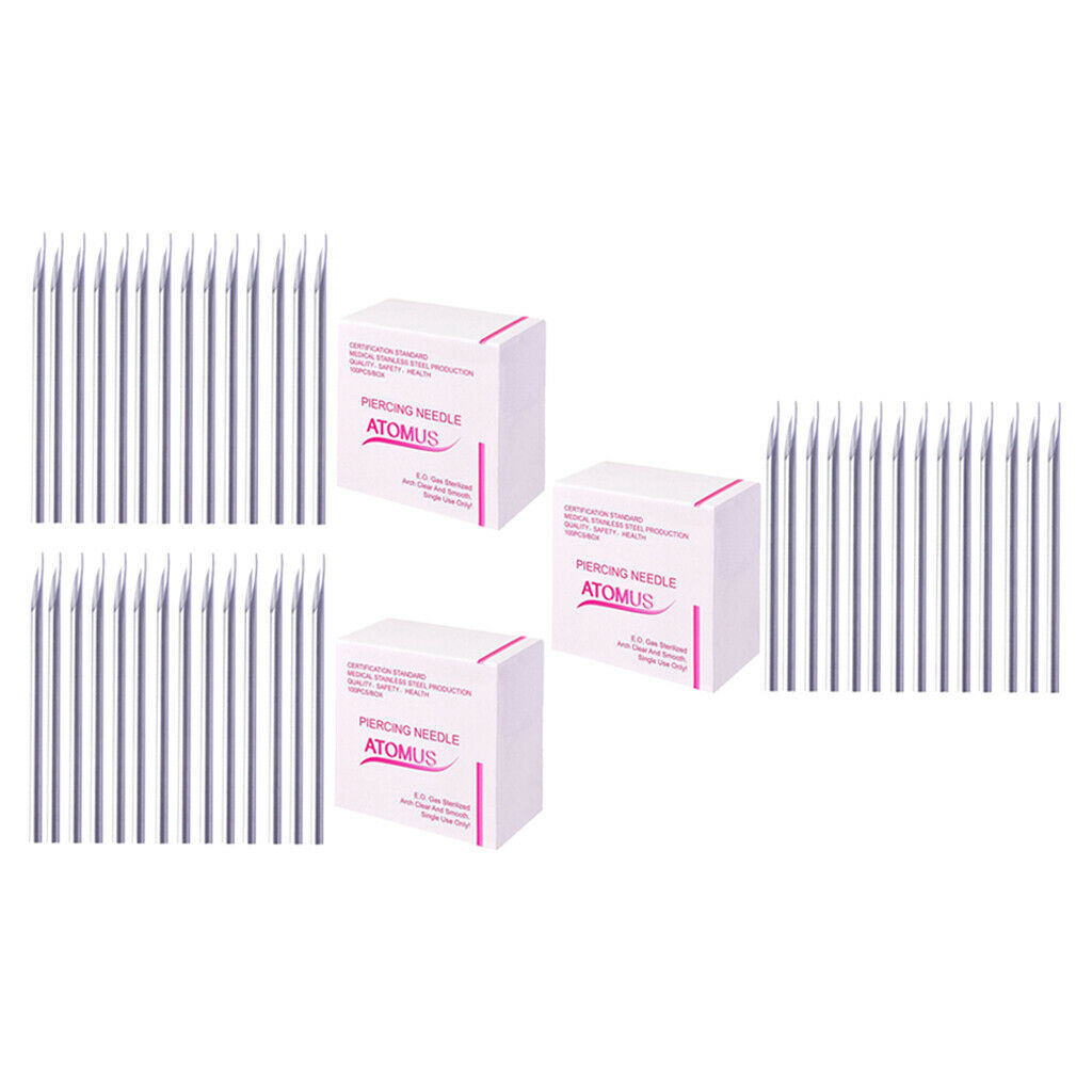 300x Professional Piercing Needles 16G Sterilized for Lip Ear Navel Eyebrow