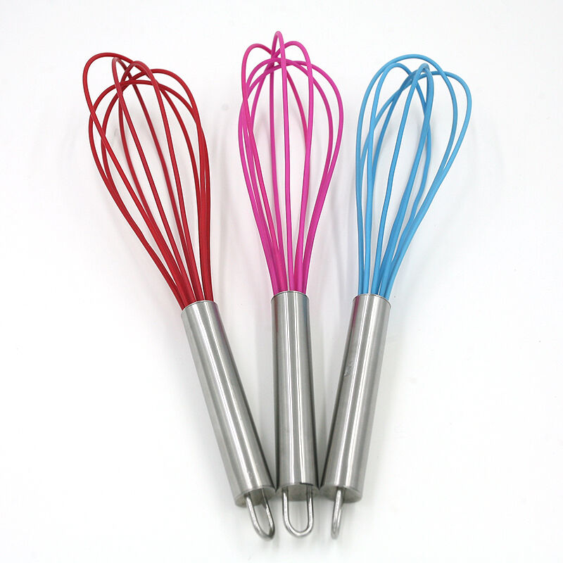 Good Handle Whisk silicone Kitchen Mixer Balloon Wire Egg Beater Tool  J7 RDD