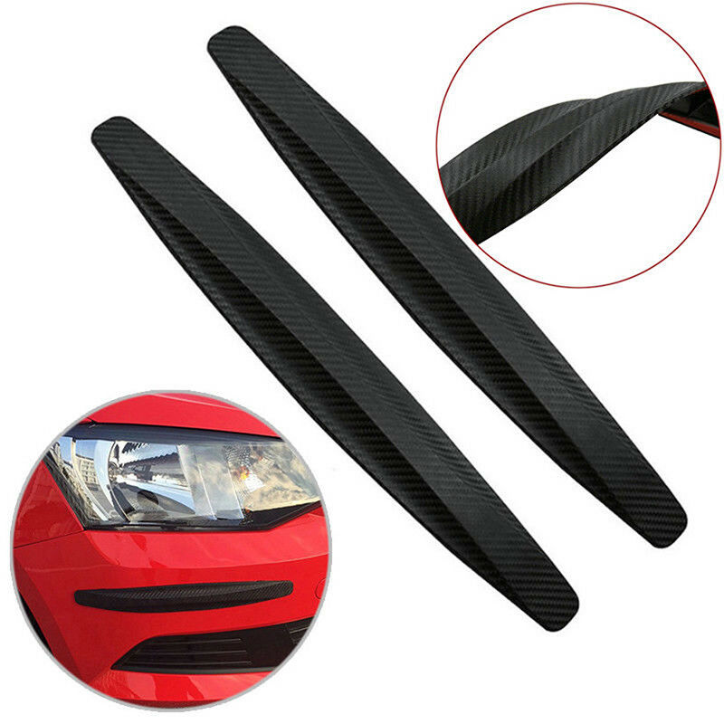 2 Black Carbon Fiber Texture Anti-rub Protecto Car SUV Bumper Edge Guard Stri Tt