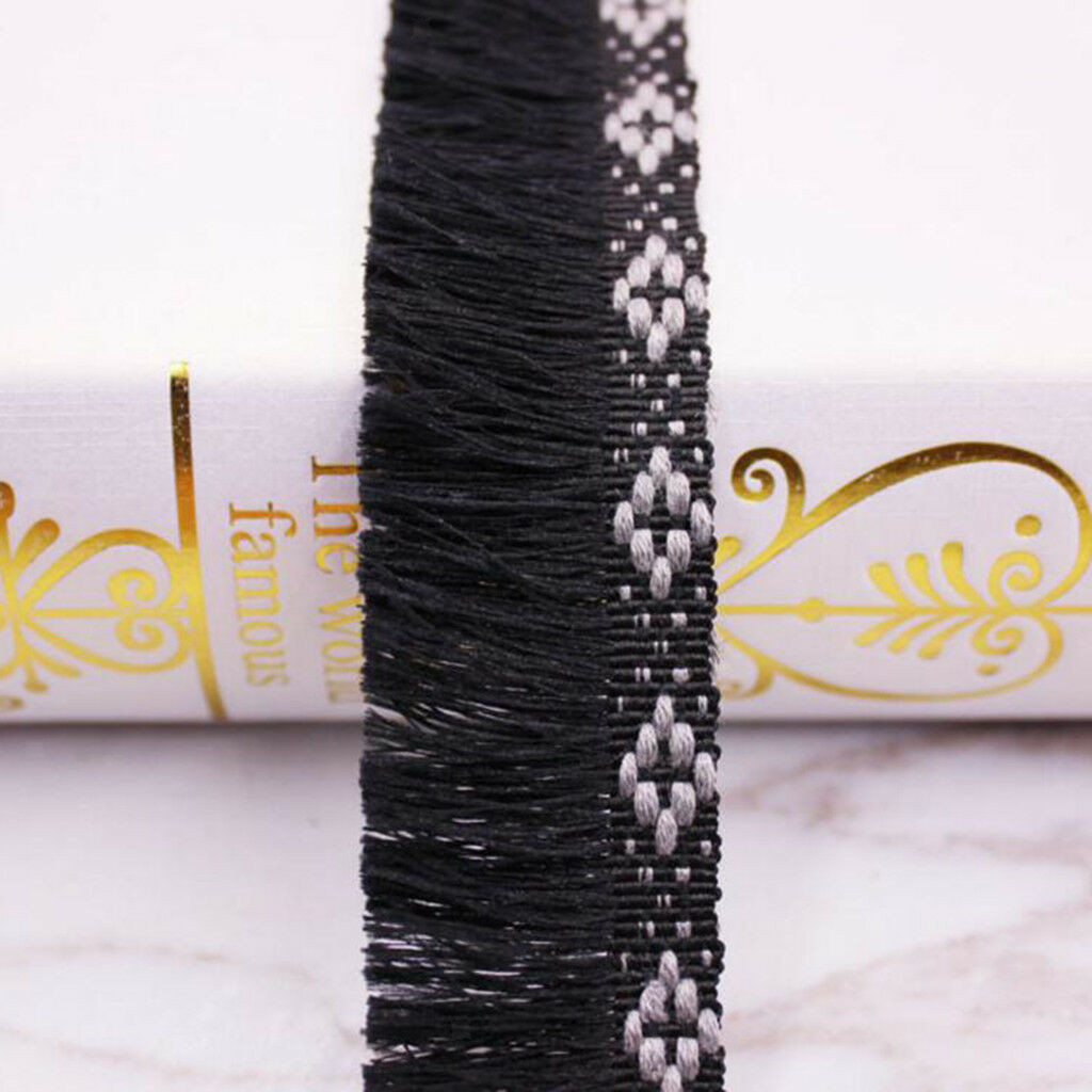 3 Yards Jacquard Ribbon Lace Trim Tassel Fringe Trim for DIY Cushion Curtain