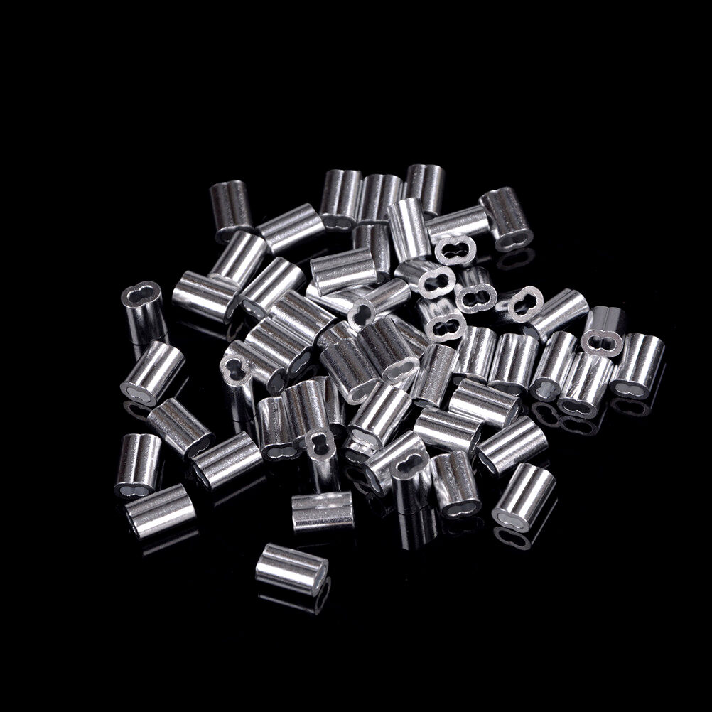 50pcs 1.5mm Cable Crimps Aluminum Sleeves Cable Wire Rope Clip Fitting DD