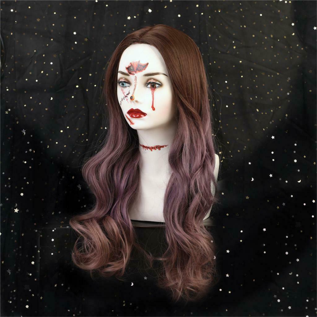 22" Synthetic Long Wavy Curly Hair Wig Center Parting For Halloween Party