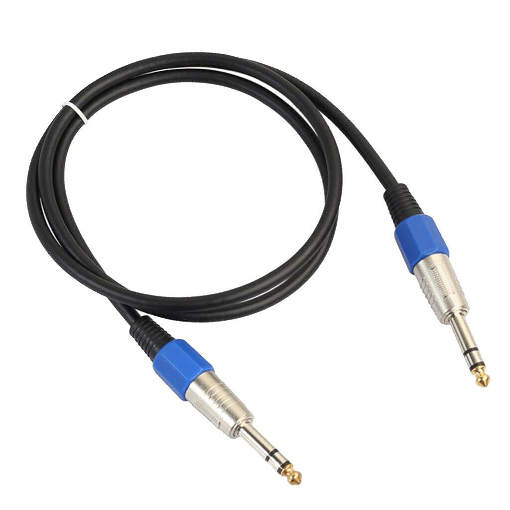 Stereo 6.35mm Electric Guitar Bass Cable Amp Cord for Home Theatre KTV 1m