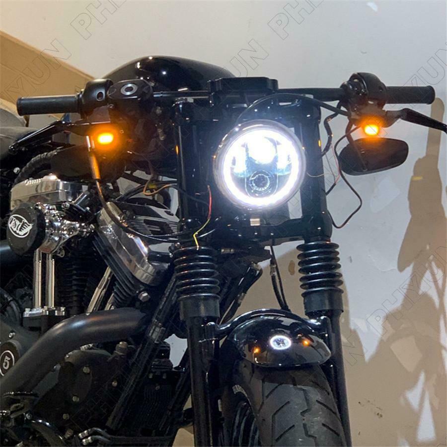 2Pcs Amber LED Mini Turn Signal Indicator Light For Electra Glide 09-17 Softail