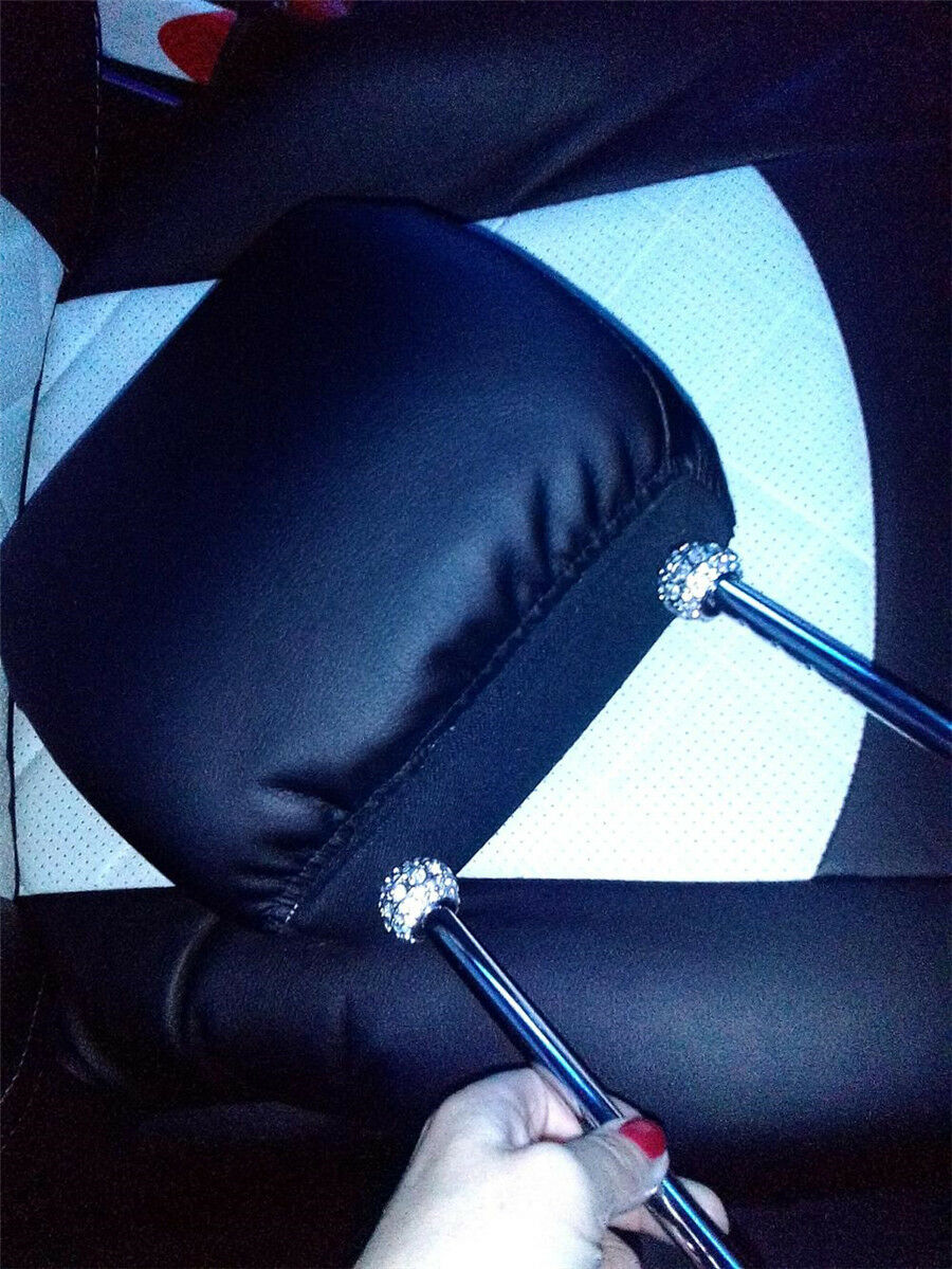 4x Chrome Plated Luster Crystals Car Interior Headrest Collars Decor Luxury Look