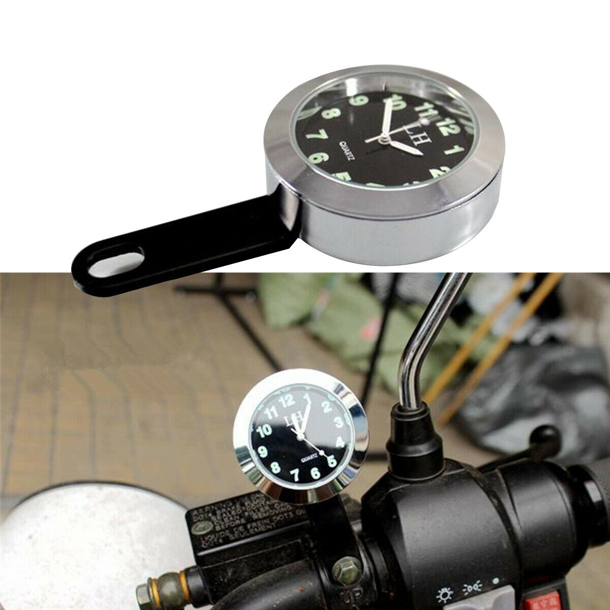 Universal Motorcycle Handlebar Electronic clock Alloy casing Shockproof Durable