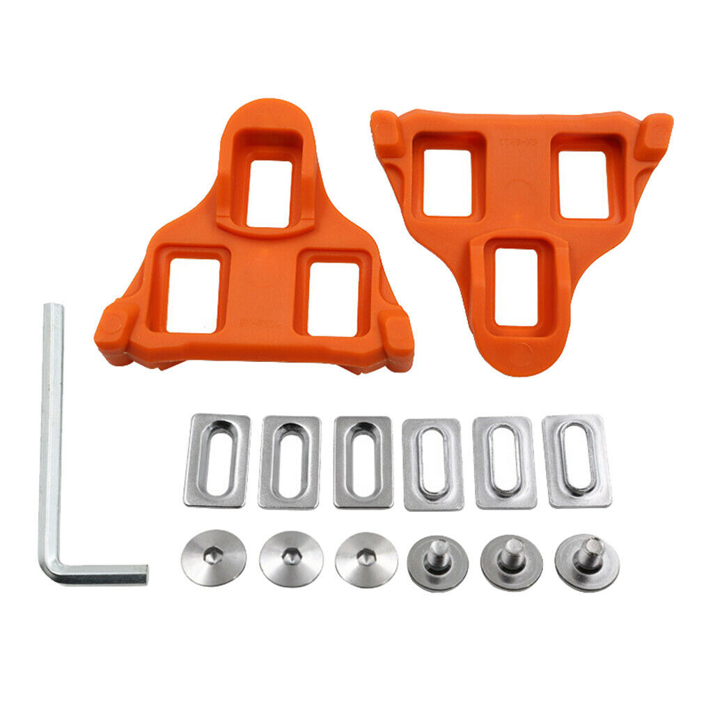 2 Pieces Anti-slip Road Bike Bicycle Pedal Cleats Set Self-locking Orange