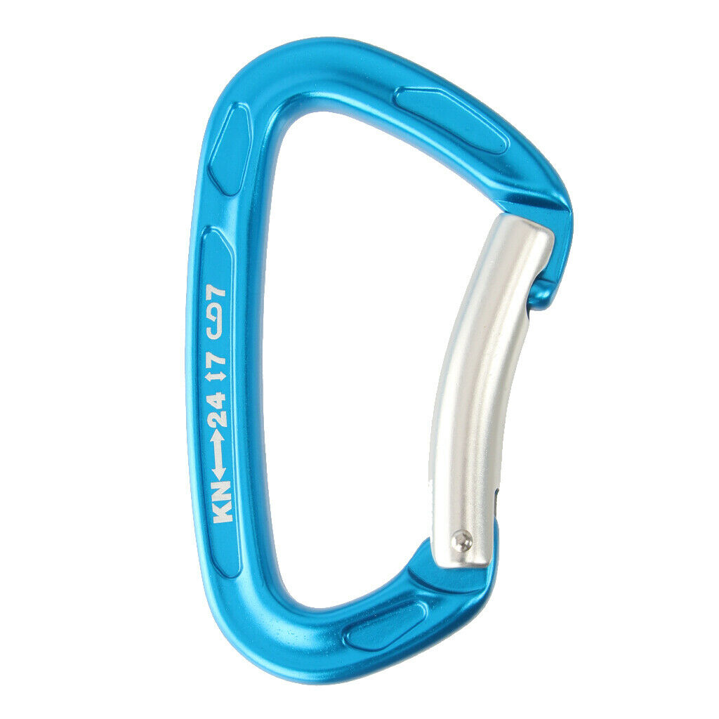 Outdoor Mountaineering Climbing Aluminum Bent Gate Carabiner 24KN - Blue