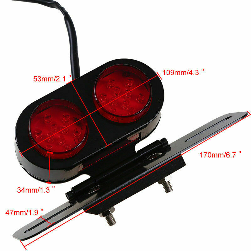 LED License Plate Holder Bracket Brake Tail Dual Light Fit For Pit Bike ATV Red