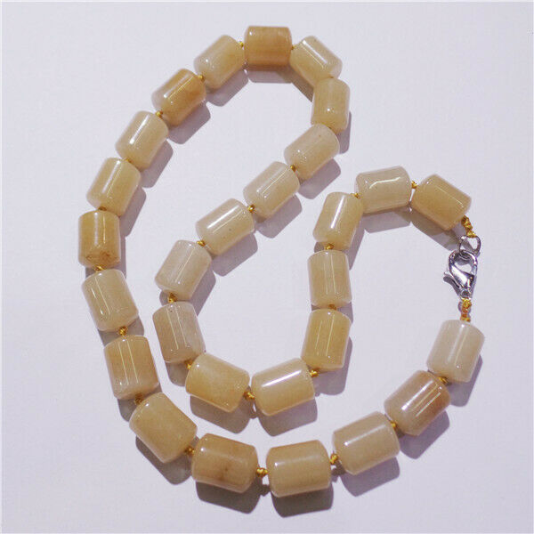 1 Strand 13x10mm Unisex Natural Yellow Aventurine Cylinder Beads Necklace HH9268