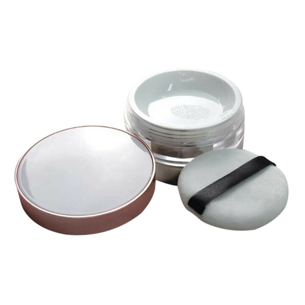 2Pcs Travel Mini Face Loose Mineral Powder Case Round Blusher Holder Box Jar