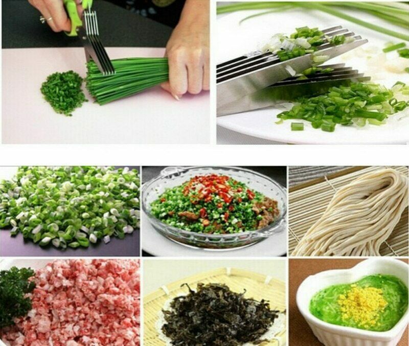 Stainless Steel 5 Blade Office Cut Shredding Scissors Sharp Herb Kitchen Tool