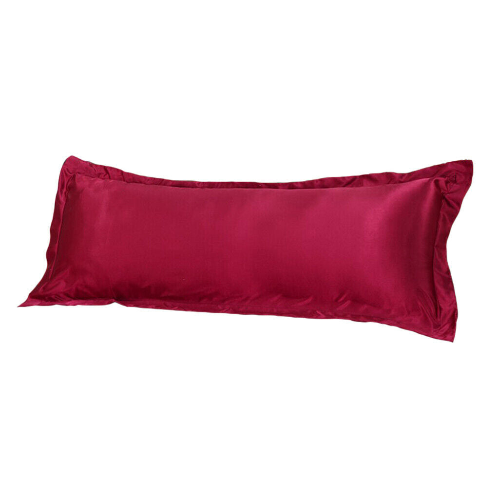 Solid Color Luxury Silk Body Full Long Pillow Case Cover Red 48x120cm