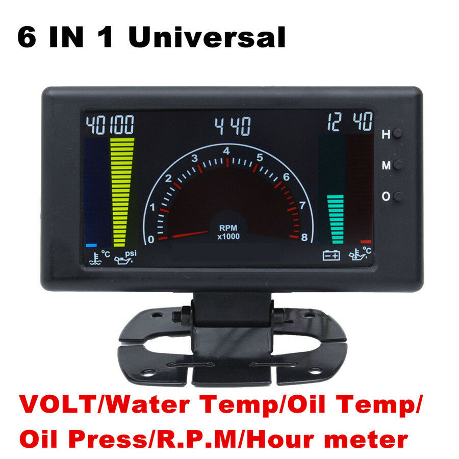 6in1 Multi-function Car Tachometer/RPM/Volt/Clock/Water/Oil Temp,Oil Press Gauge