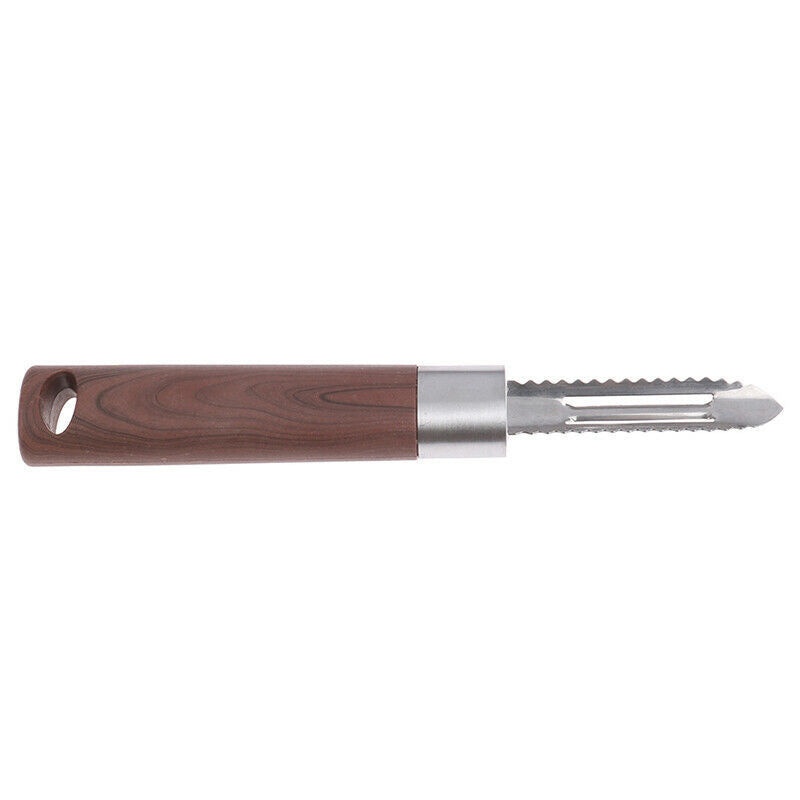 Scraper For Peeling Fruit Fish Scale With Serrated Blade & Wood Grain Han.l8