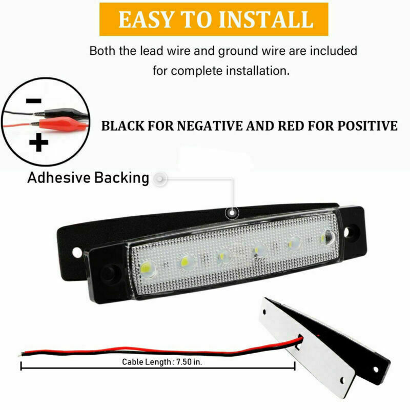 10x 3.8" White Side Marker Clearance Lights 6 LED for Car Truck Boat Trailer 12V