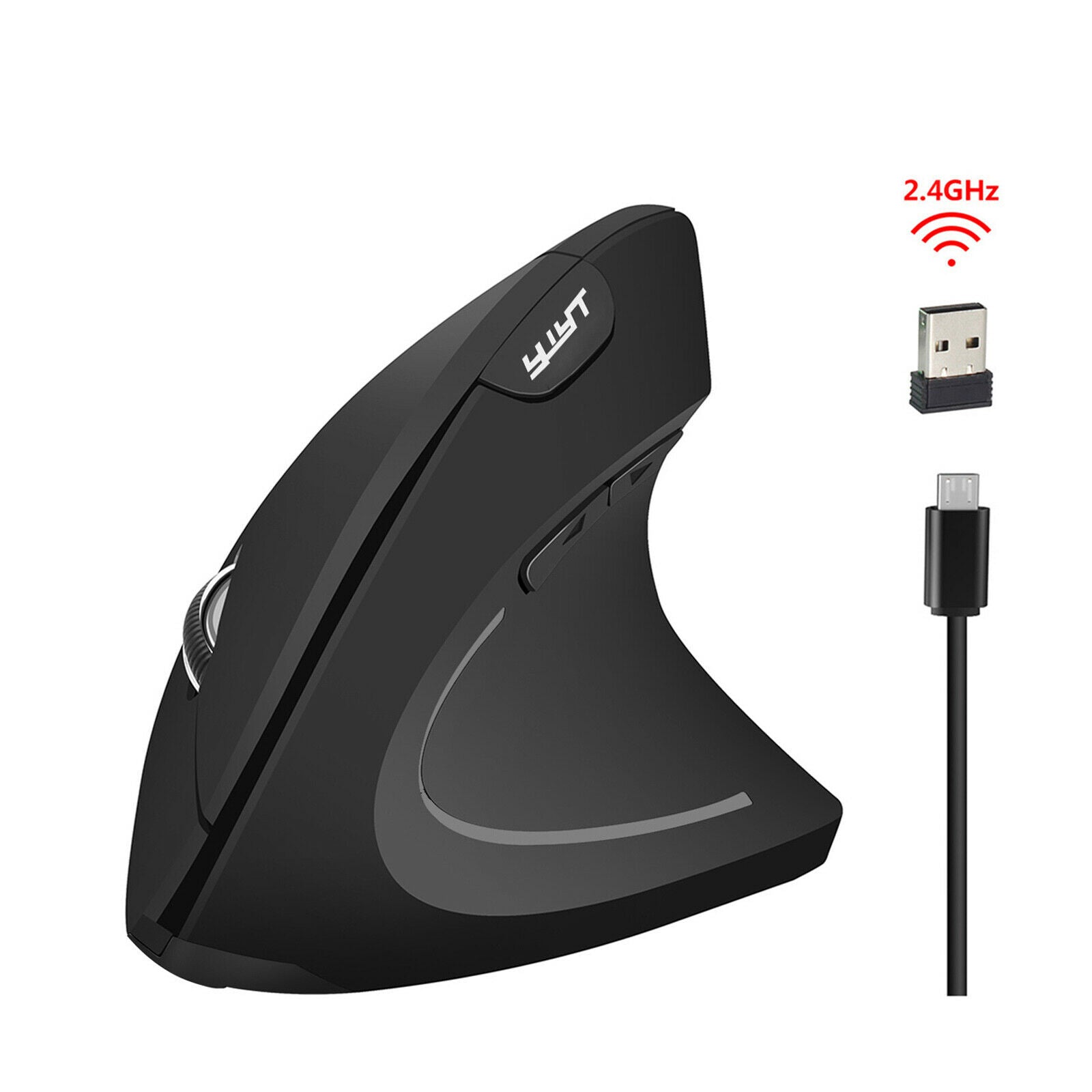 Wireless Vertical Mouse USB Mice Ergonomic Game Mouse for Office Home Black