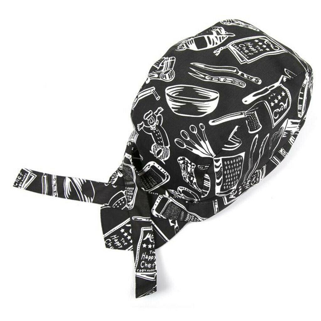 2PCS Chef Tie Back   Chef Headwrap Hat Bandana Hat for Coffee Shop