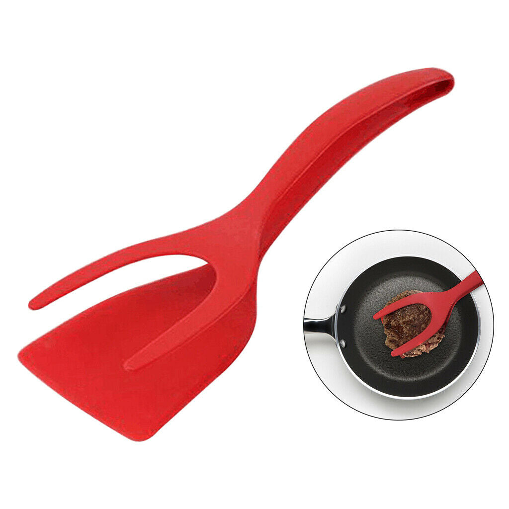 Egg Tongs Food Clamp Fried Egg Cooking Tuner Tong for French Toast Red