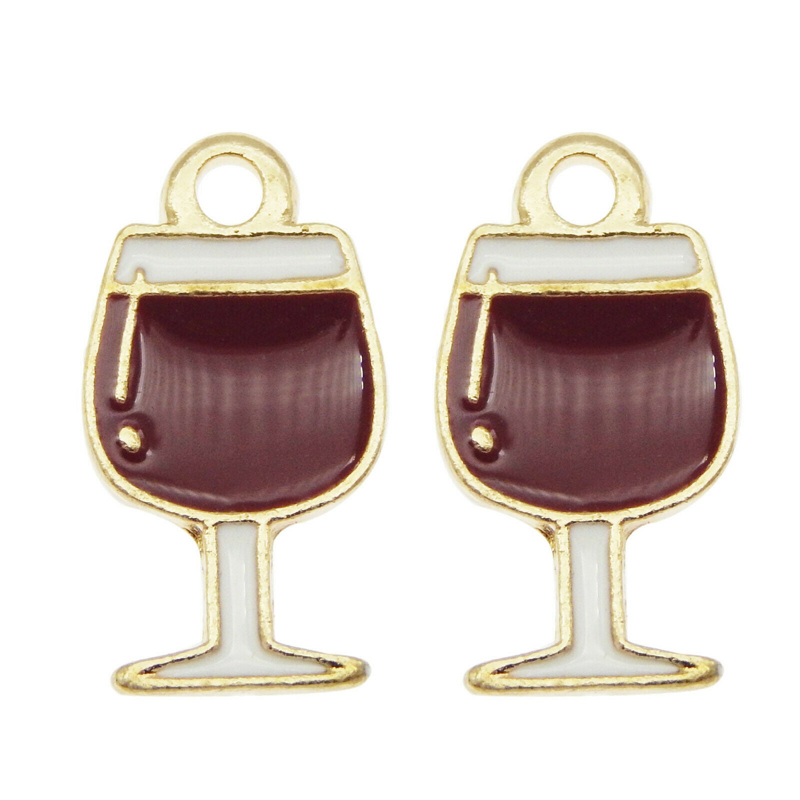 30PCS MultiColor Enamel 16x9mm Wine Glass Goblet Charms Pendant DIY Crafts