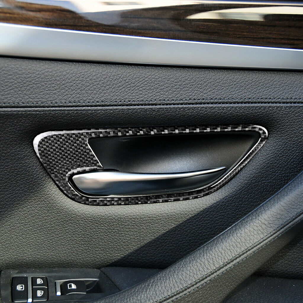 4PCS Carbon Fiber Car Interior Door Handle Cover Trim for BMW F10 5 Series