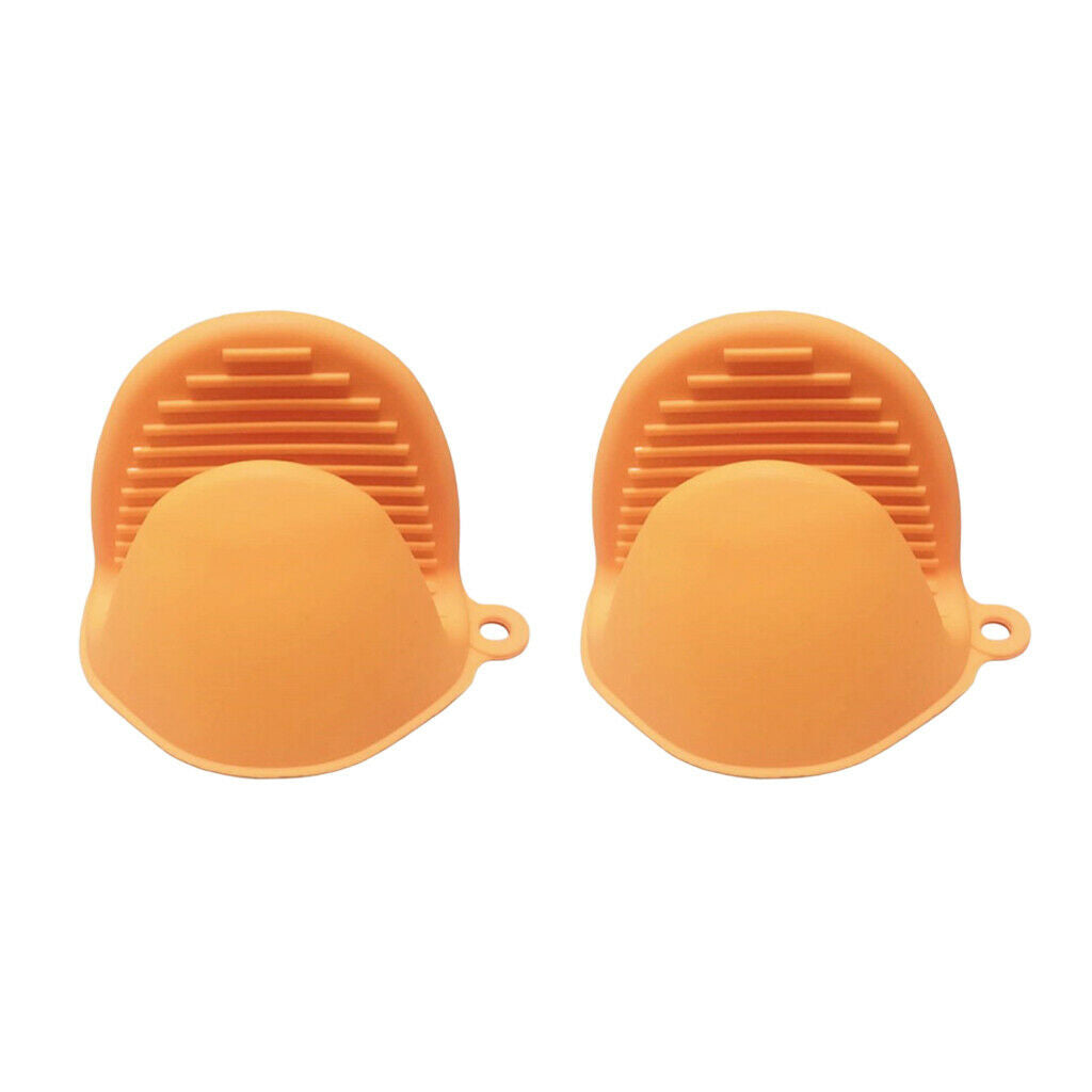 Yellow & Orange Silicone Gloves Oven Pot BBQ Baking Hand Clip Protector