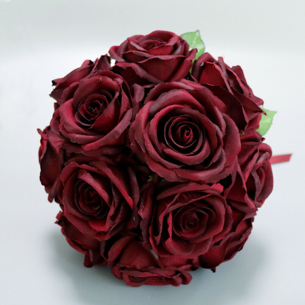 Romantic roses flowers wedding bridal bouquet hand flowers claret