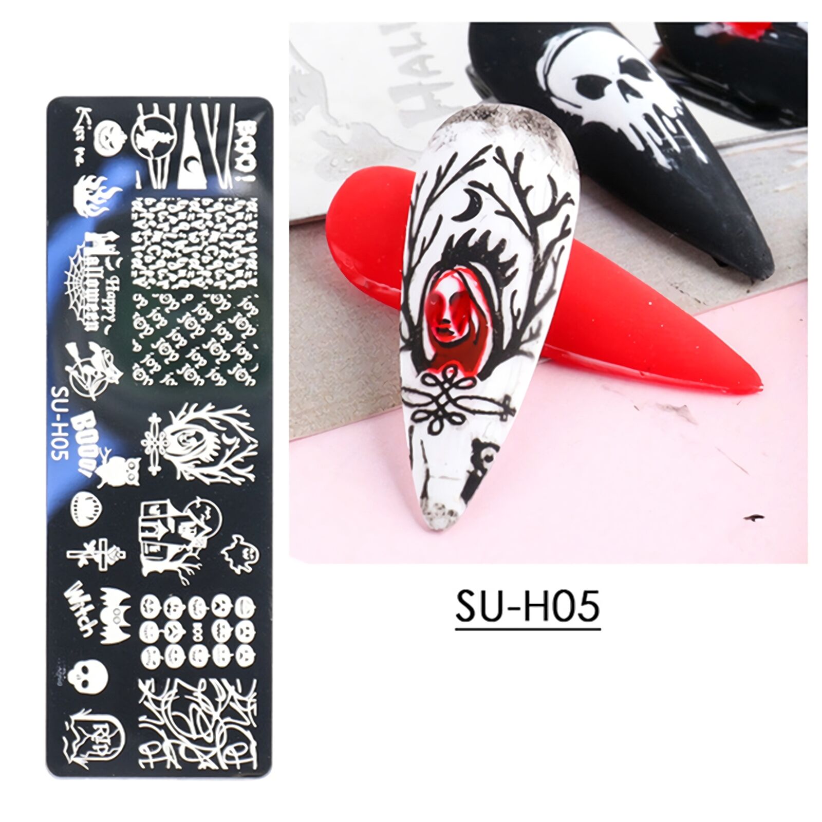 6pcs/Set Nail Art Stamping Plates Halloween Gost Bat designs DIY Template Tool