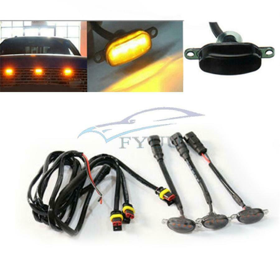 For Chevrolet Silverado 1500 16-21 LED Light Style For Raptor 3Pcs Grille Trim