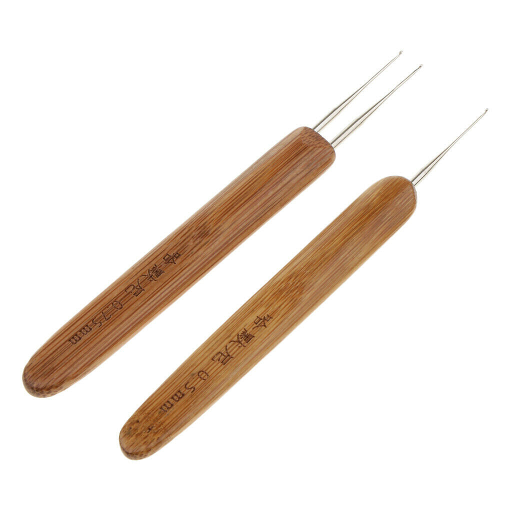 2x Hair Crochet Hooks Needles Braid Craft 0.5mm/0.75mm + 20x Dreadlock Beads