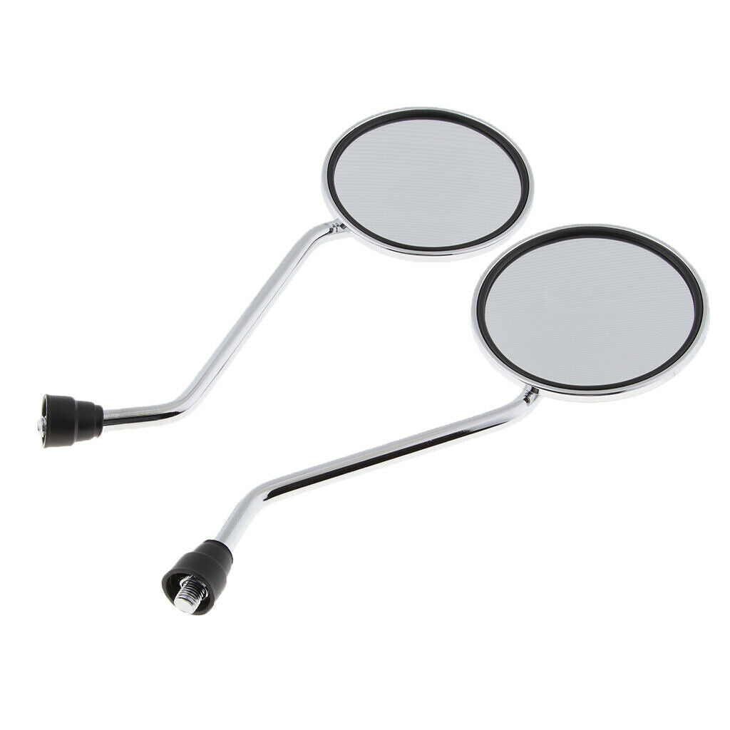1 Pair Chrome Motorcycle Handlebar Round Rear View Side Mirror 10mm