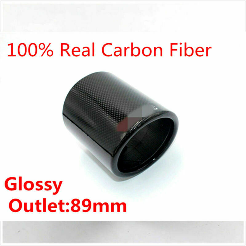 1 X 89mm Glossy 100% Carbon Fiber  Outlet 89mm Exhaust muffler tip Cover