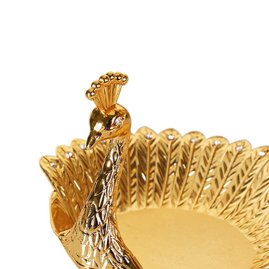 Delicate Golden Peacock Swan Fruit Plate Display Dish Dessert Candy Snack Tray