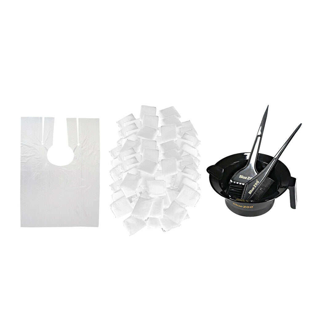 200x Waterproof Disposable Hair Capes Apron & Hair Dye Set Dyeing Comb Bowl