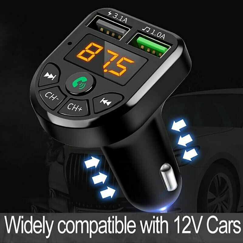 Bluetooth 5.0 FM Transmitter Car Set MP3 Modulator Player Audio Receiver ChaBDA