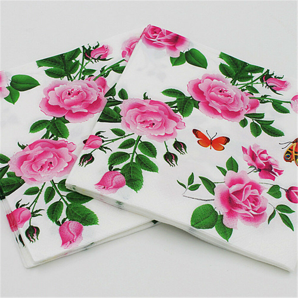 20x floral paper napkins flower disposable birthday wedding party table d.l8