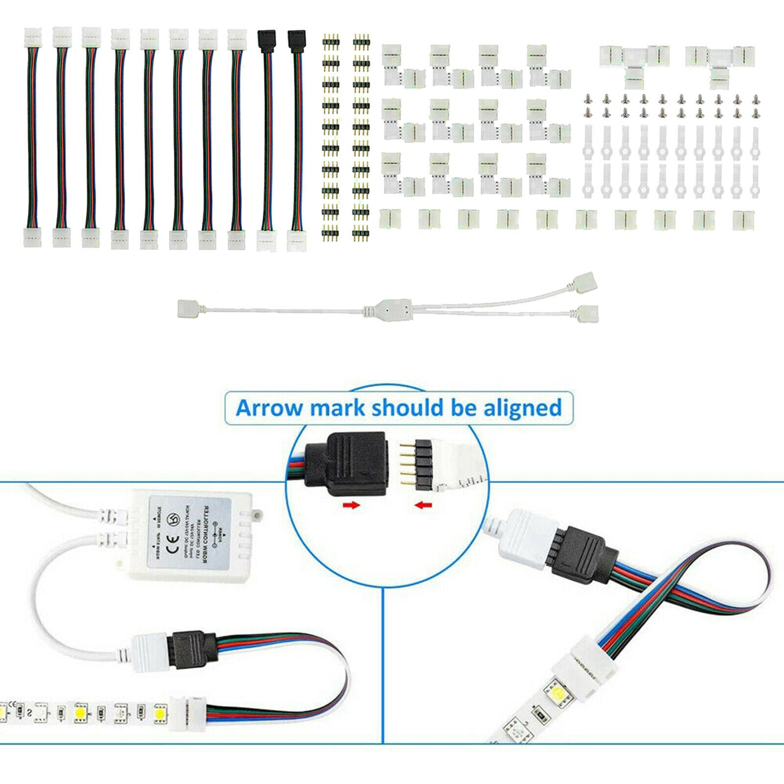 95x LED Light Strip Connector 5050 LED Strip Connectors Splitter Cable Clips