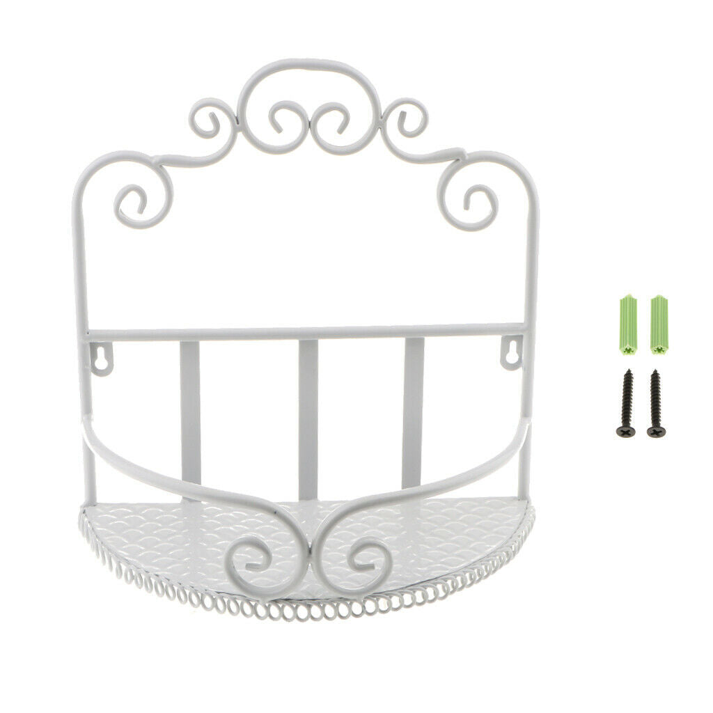 Kitchen Storage Basket Shower Holder Wall Hanging Shelf Organizer White