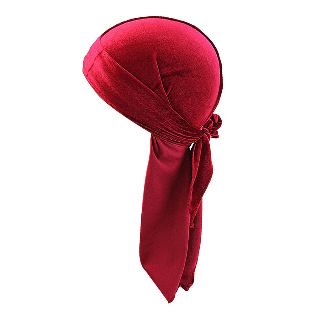 2x Velvet Bandana Hat Durag Long-Tail Headwrap Chemo Hat for Hair Loss