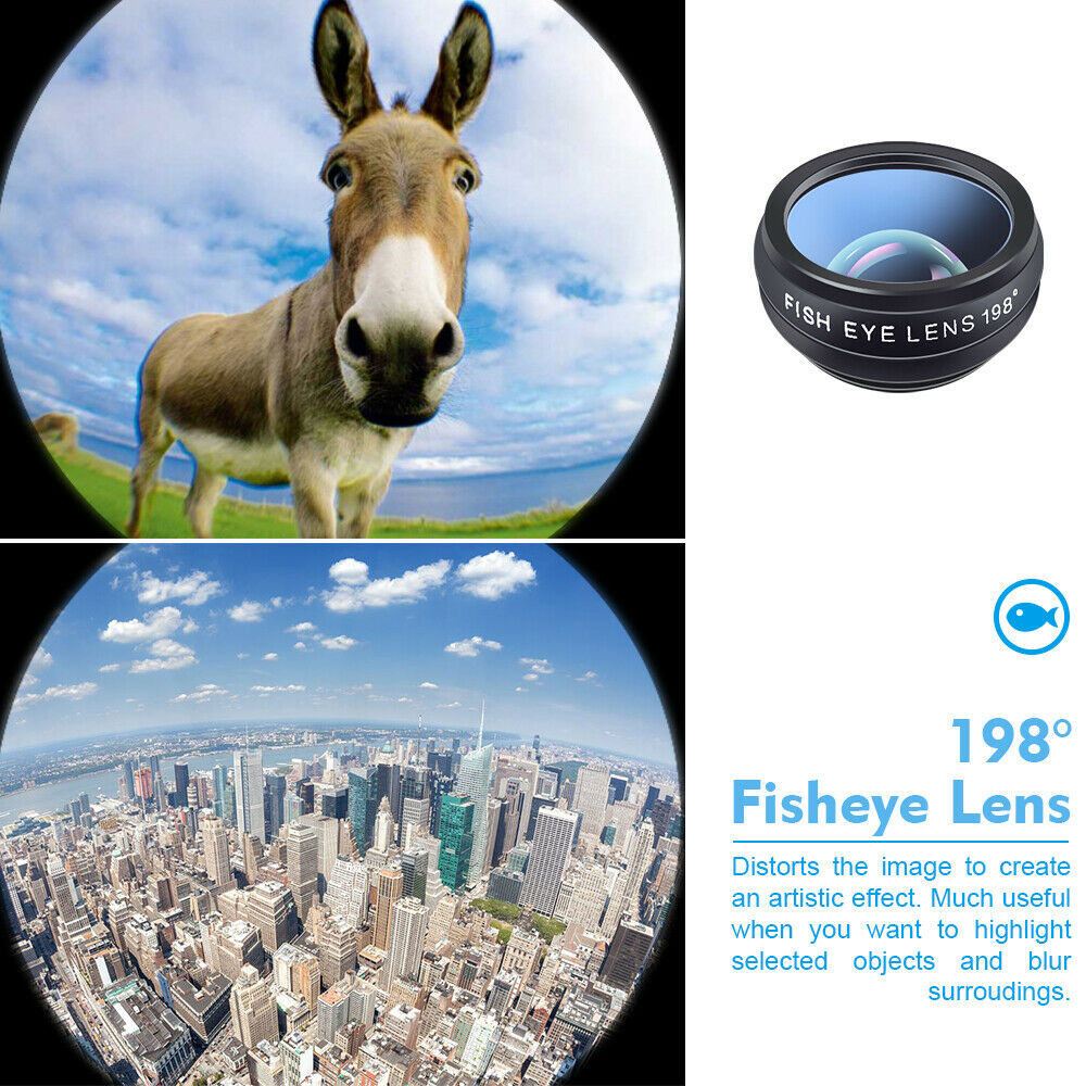 10in1 Smartphone Phone Camera Lens Kit Wide Angle Lens & Macro Lens + Fisheye US