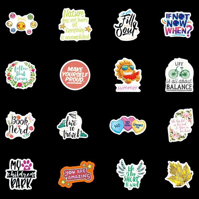 100pc Excitation Inspirational Stickers Snowboard Laptop Luggage Guitar S.l8