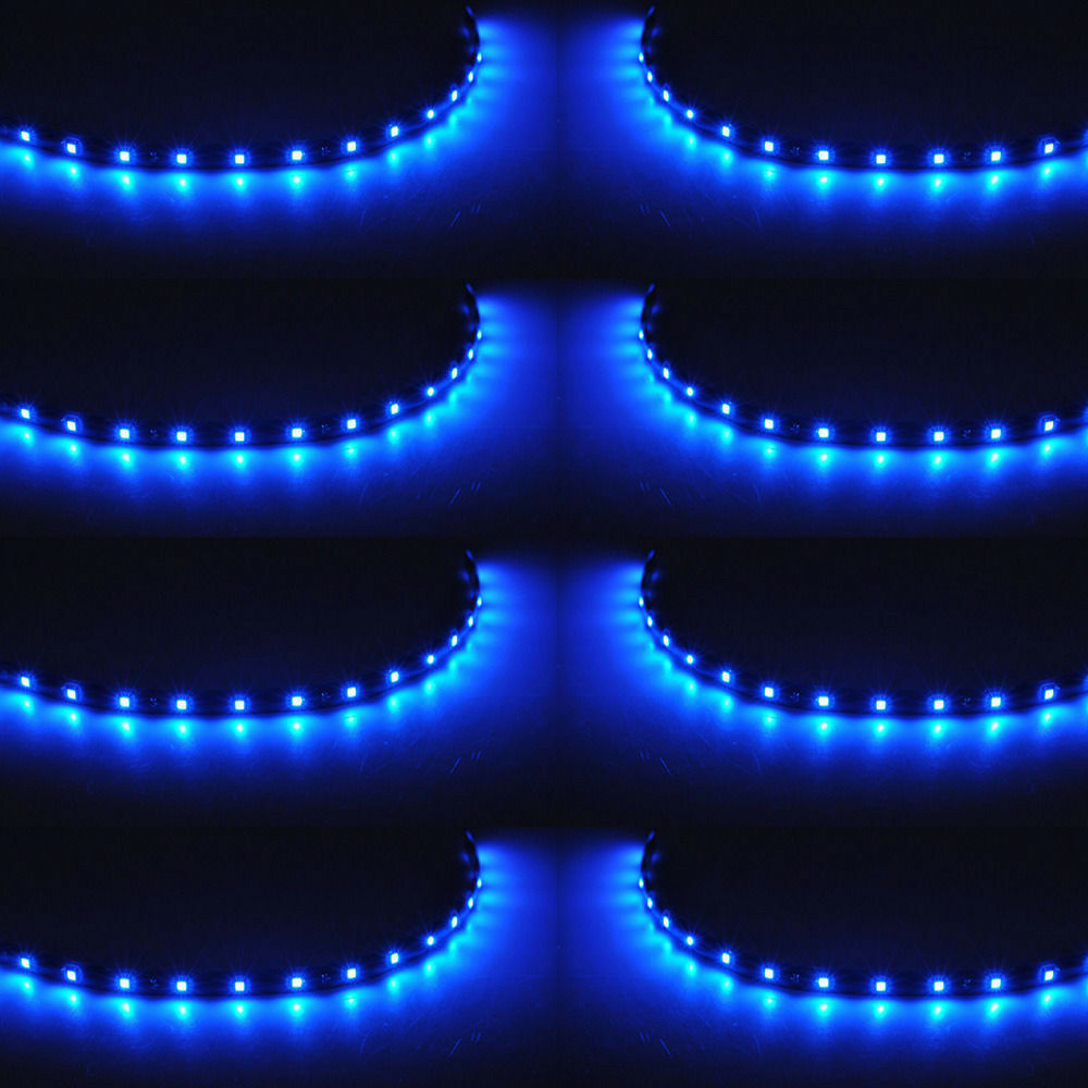 8pc 15LED 30CM Flexible Car Interior Atmosphere Lamp Footwell Floor Light Strips