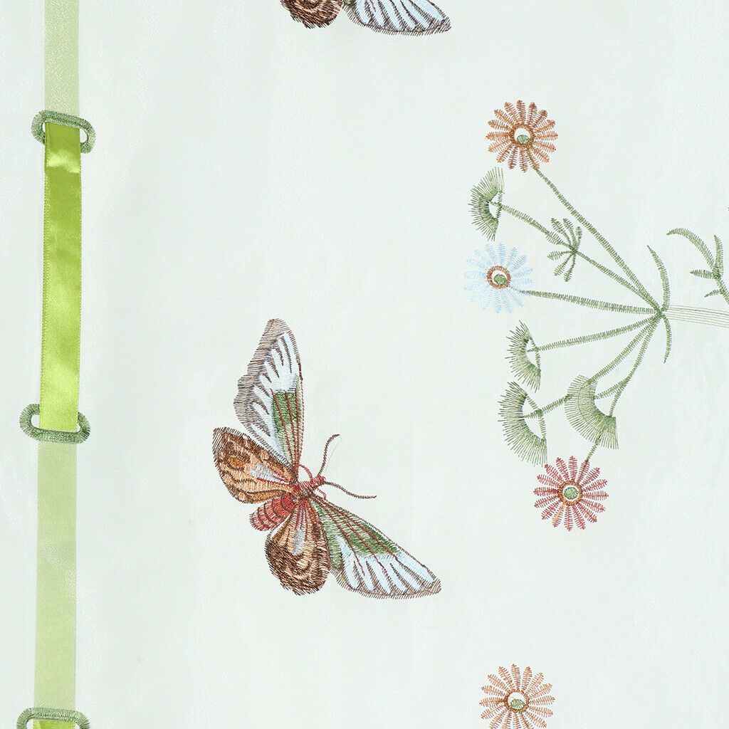 Butterfly Embroidered Roman Curtain Tulle Curtains for Living Room  White