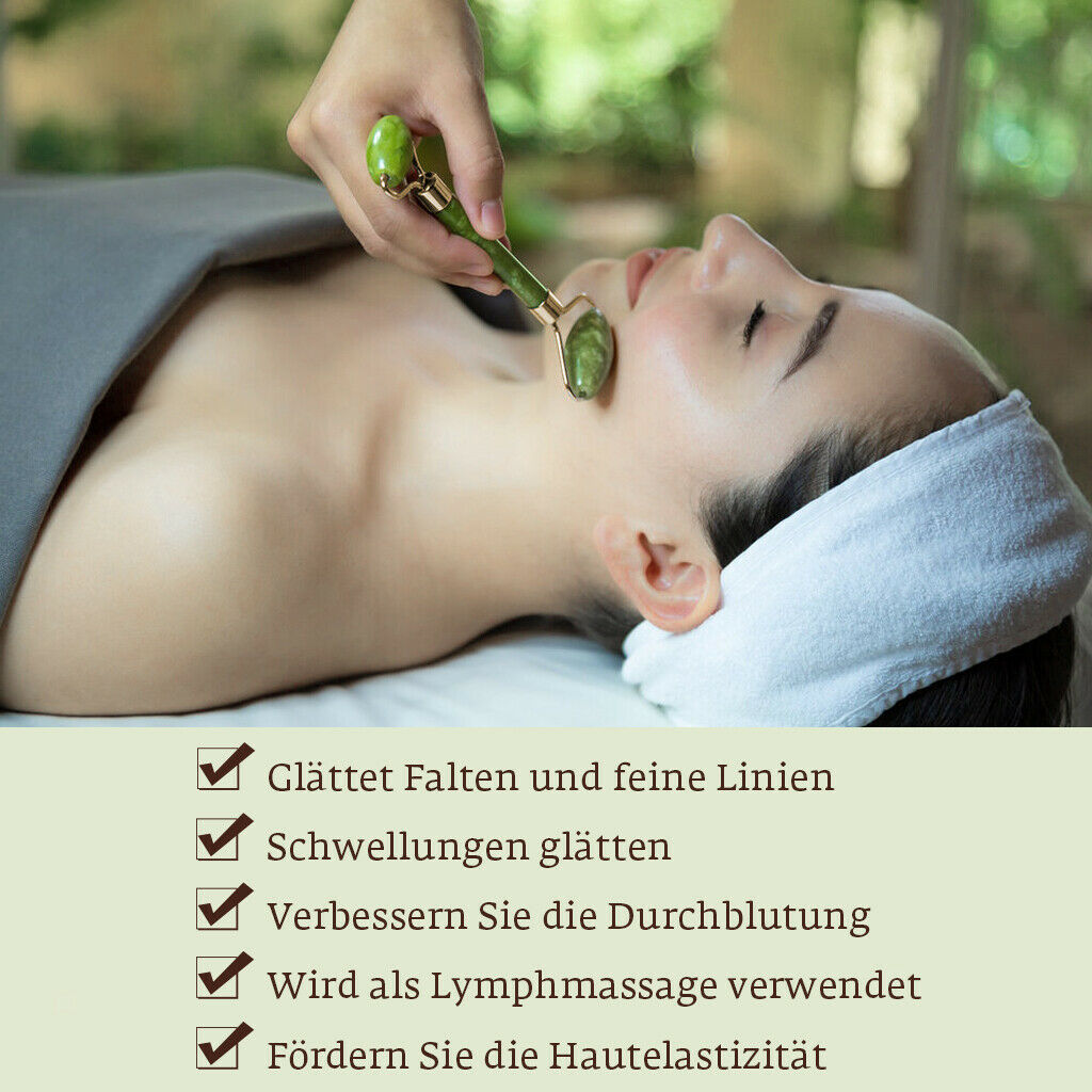 Jade Roller for Face with Gua Sha Massager Tool Natural Jade Facial Beauty Sets