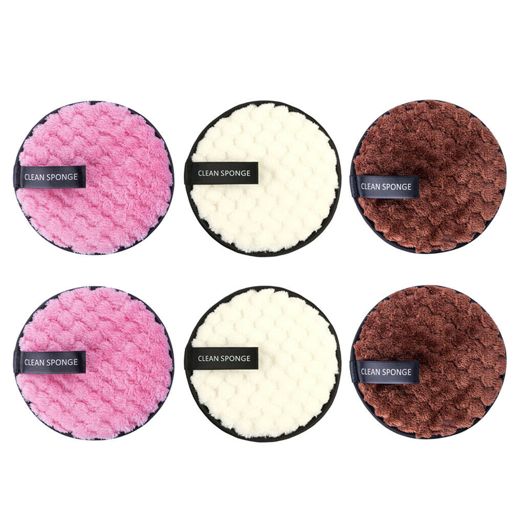 Pack 6 Cloth Rounds Eye Makeup Remover Pads Washable Facial Cleansing Cloths